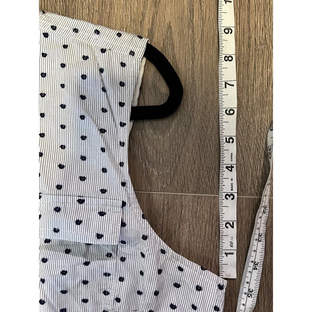 Banana Republic Midi Shirt Dress Workwear Polka Dot Pockets Tie Waist Sz Large - Picture 10 of 10